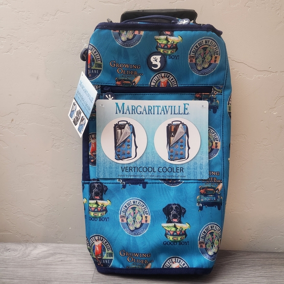 Geckobrands Blue Verti Cool Cooler Margaritaville Dog Print Leakproof - Picture 1 of 15